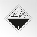 Signalisation de transport normalisée ADR - Matières corrosives - ADR 8   - 100 x 100 - Plaque magnétique