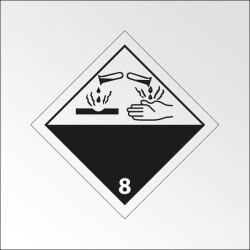 Signalisation de transport normalisée ADR - Matières corrosives - ADR 8   - 150 x 150 - Plaque magnétique