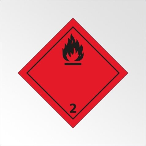 Signalisation de transport normalisée ADR - Gaz inflammables - ADR 2   - 100 x 100 mm - Vinyle