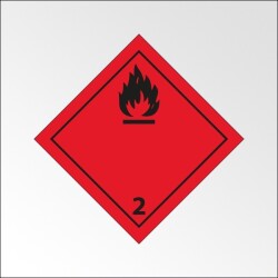 Signalisation de transport normalisée ADR - Gaz inflammables - ADR 2   - 150 x 150 mm - Vinyle