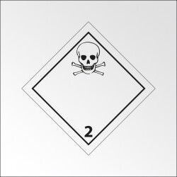 Signalisation de transport normalisée ADR - Gaz toxiques - ADR 2   - 150 x 150 mm - Vinyle