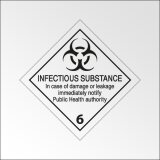 Signalisation de transport normalisée ADR - Matières infectieuses (avec texte) - ADR 6.2   - 100 x 100 mm - Vinyle