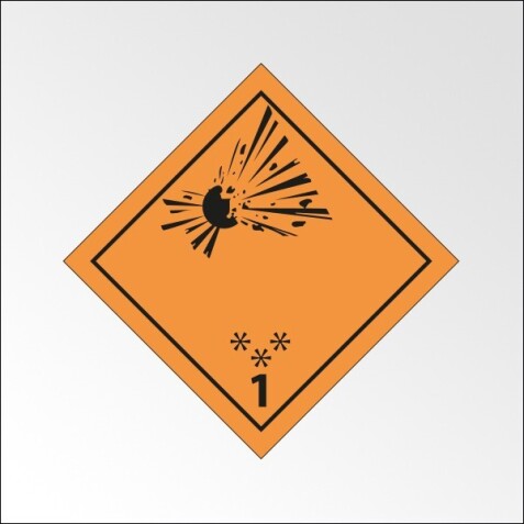 Plaque ADR de transports de matières dangereuses - Matières et objets explosifs  - 250 x 250 - PVC