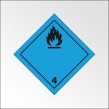 Signalisation de transport normalisée ADR - Dégage du gaz inflammable au contact de l'eau - ADR 4   - 100 x 100 mm - Vinyle