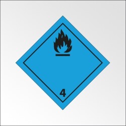 Signalisation de transport normalisée ADR - Dégage du gaz inflammable au contact de l'eau - ADR 4   - 150 x 150 mm - Vinyle