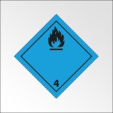 Signalisation de transport normalisée ADR - Dégage du gaz inflammable au contact de l'eau - ADR 4   - 250 x 250 - PVC