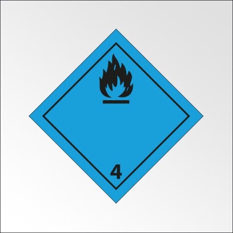 Signalisation de transport normalisée ADR - Dégage du gaz inflammable au contact de l'eau - ADR 4   - 250 x 250 - PVC
