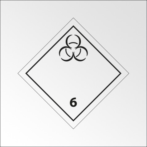 Signalisation de transport normalisée ADR - Matières infectieuses - ADR 6   - 250 x 250 - PVC