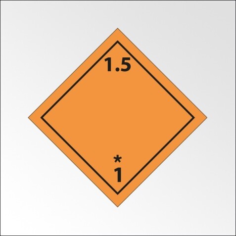 Signalisation de transport normalisée ADR - Matières et objets explosifs ADR 1.5   - 250 x 250 - PVC