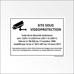 Panneau d'information - Site sous vidéoprotection  - 300 x 420 mm - Gris - PVC