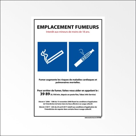 Panneau - Zone Réservée aux Fumeurs et Vapoteurs