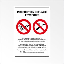 Panneau - Interdiction de fumer et vapoter -  ISO 7010 P002  - 150 x 210 - PVC