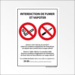 Panneau - Interdiction de fumer et vapoter