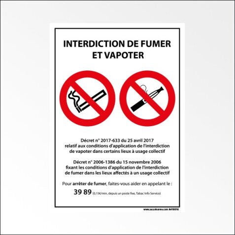 Panneau - Interdiction de fumer et vapoter