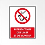 Panneau - Interdiction de Fumer et de Vapoter - 250x300 mm  - PVC