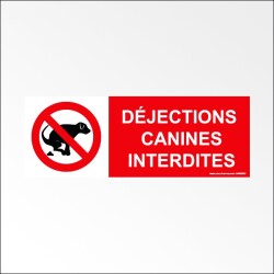 Panneau Interdiction - Déjections Canines Interdites - ISO 7010 - PVC ou Vinyle  - 210 x 75 - Vinyle souple autocollant