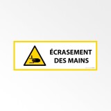 Panneau de Danger ISO 7010 - Écrasement des mains - W024   - 297 x 105 mm - Vinyle Souple Autocollant