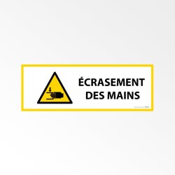 Panneau de Danger ISO 7010 - Écrasement des mains - W024   - 297 x 105 mm - Vinyle Souple Autocollant