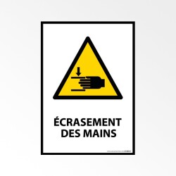 Panneau ISO 7010 - Écrasement des mains - W024   - Vinyle Souple Autocollant - A5