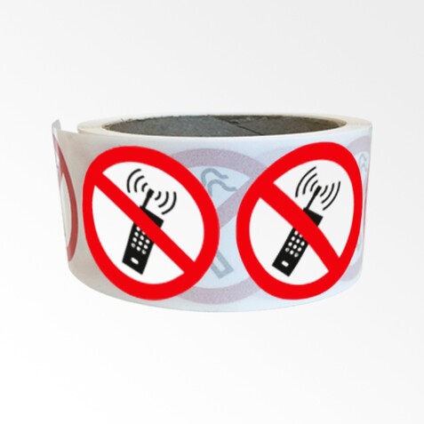 Rouleau de Pictos d'Interdiction - Interdiction d'activer des téléphones mobiles - P013   - 25 mm