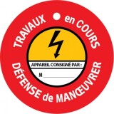 Disque de Condamnation Aimanté - Travaux en Cours, Défense de Manœuvrer - Ø100 mm - PVC Laminé