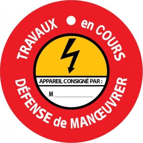Disque de Condamnation Aimanté - Travaux en Cours, Défense de Manœuvrer - Ø100 mm - PVC Laminé