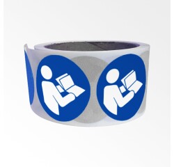 Rouleau de pictos M002 - Obligation consulter le manuel - ISO 7010  - 50 mm