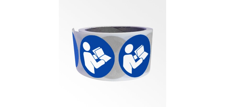 Rouleau de pictos M002 - Obligation consulter le manuel - ISO 7010  - 100 mm