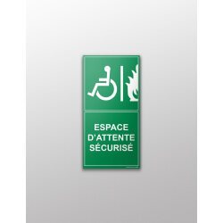 Panneau - Espace d'attente sécurisé - Portrait  - 200 x 100 mm - PVC