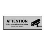 Panneau Information - Vidéo-surveillance Attention  - 297 x 105 mm - Blanc - Vinyle Souple Autocollant