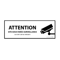 Panneau Information - Vidéo-surveillance Attention  - 297 x 105 - Vinyle souple autocollant - Blanc