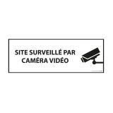Panneau d'information - Site surveillé par caméra vidéo  - 450 x 150 mm - Gris - Vinyle Souple Autocollant