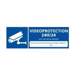 Panneau Information - Vidéoprotection 24H/24 - Caméra  - 210 x 75 - Vinyle souple autocollant