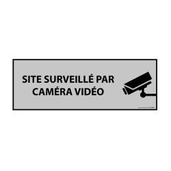 Panneau d'information - Site surveillé par caméra vidéo  - 450 x 150 - PVC - Gris