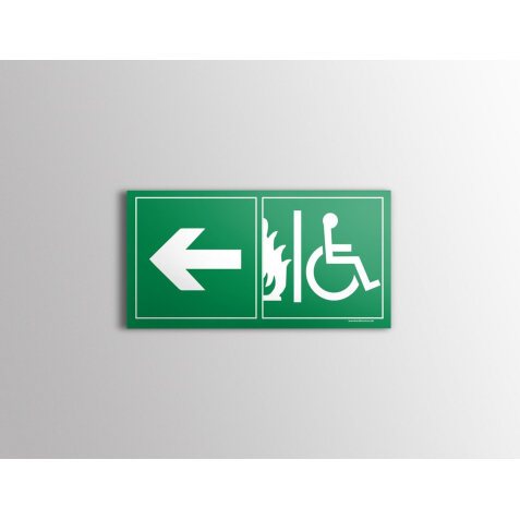 Panneau général - Sortie de secours gauche - E001  - 400 x 200 mm - PVC