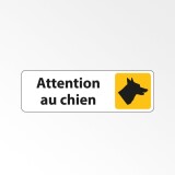 Panneau Signalétique - Attention au chien   - 250 x 80 mm - Blanc