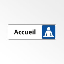 Panneau Locaux - Accueil avec Pictogramme - Adhésif.  - 150 x 47 - Blanc