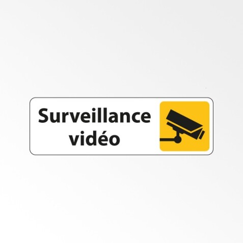 Panneau d'information - Surveillance vidéo avec pictogramme caméra  - 250 x 80 mm - Argent