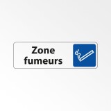 Panneau Information - Zone fumeurs avec Pictogramme Cigarette  - 250 x 80 mm - Argent