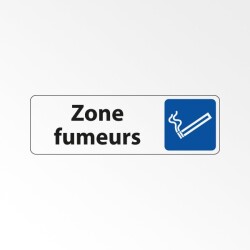 Panneau Information - Zone fumeurs avec Pictogramme Cigarette  - 250 x 80 mm - Argent