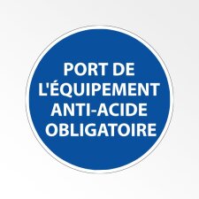 Panneau d'obligation de port d'EPI - Port de l'équipement anti-acide obligatoire