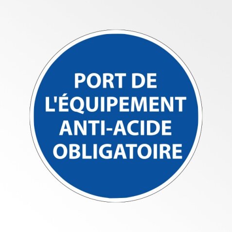 Panneau d'obligation de port d'EPI - Port de l'équipement anti-acide obligatoire