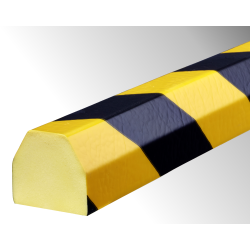 Profil - Butoir Flexible Jaune et Noir - 1 m - Mousse Polyuréthane