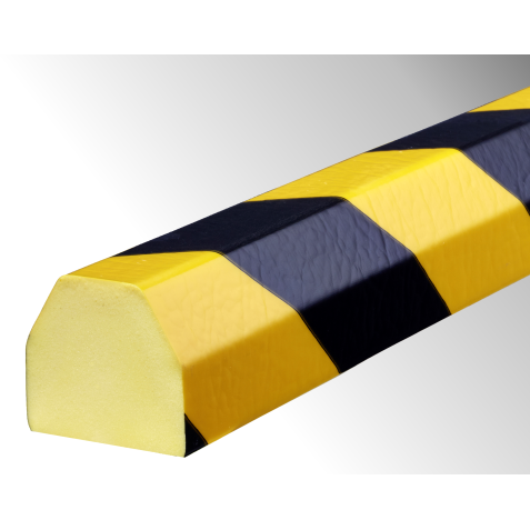 Profil - Butoir Flexible Jaune et Noir - 1 m - Mousse Polyuréthane