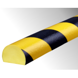 Butoir - Demi-cercle flexible jaune et noir - Longueur 1 m - Mousse polyuréthane.