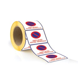 Étiquettes - Déplacez votre véhicule - 75 x 75 mm - Papier adhésif enlevable - Rouleau de 250