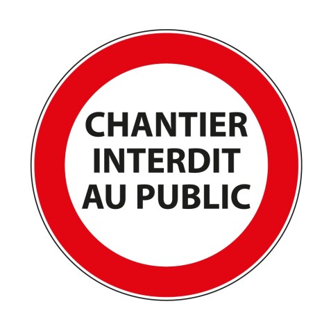 Panneau interdiction - Chantier interdit au public - P001  - 200 mm - PVC