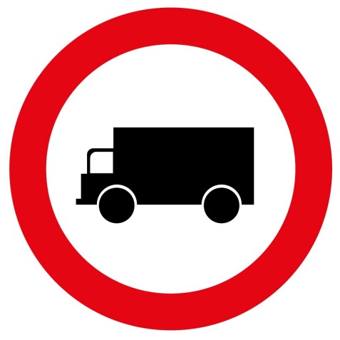 Panneau de Prescription - Accès interdit aux véhicules transport de marchandises - B8  - 200 mm - Vinyle Souple Autocollant