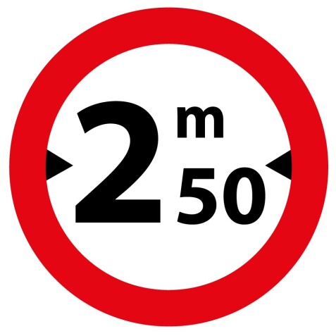 Panneau orientation - Accès Interdit Véhicules >2,50m - ø200 mm - Vinyle