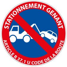 Panneau de Prescription B6a1 Plat : Stationnement Gênant